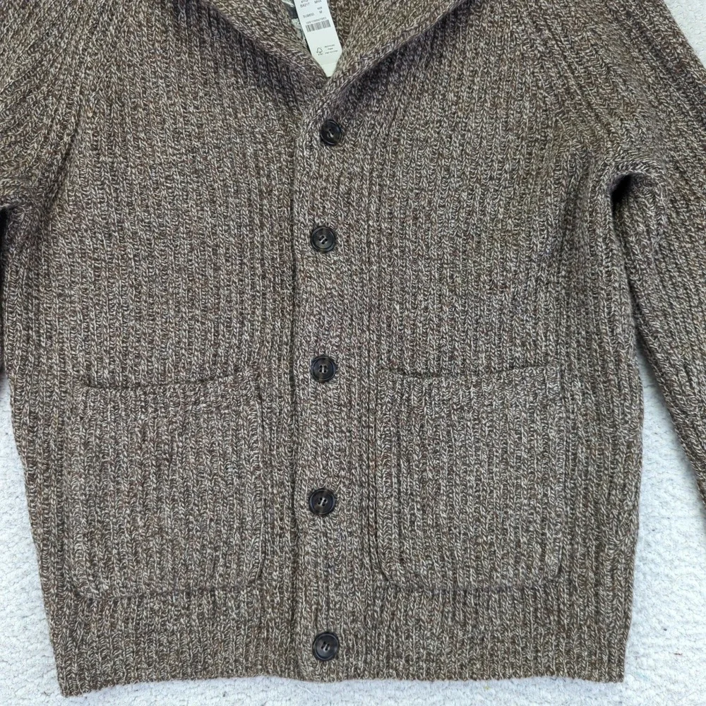 J. Crew Rugged Merino Wool Blend Shawl Collar Cardigan Sweater Men's Small Brown